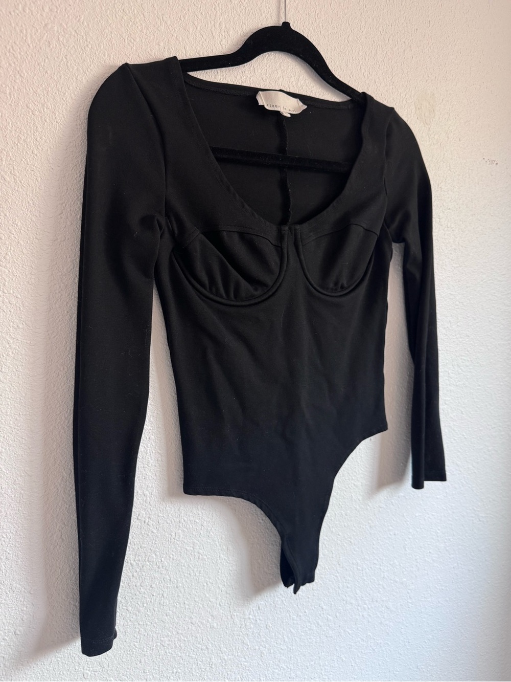 Fleur du Mal Long-Sleeve Bustier Bodysuit